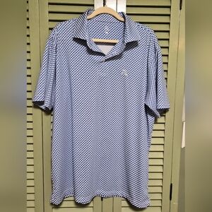 Rhoback Blue and White Patterned Polo